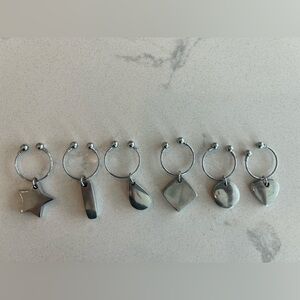 Pottery Barn Silver Geometric Wine Charms